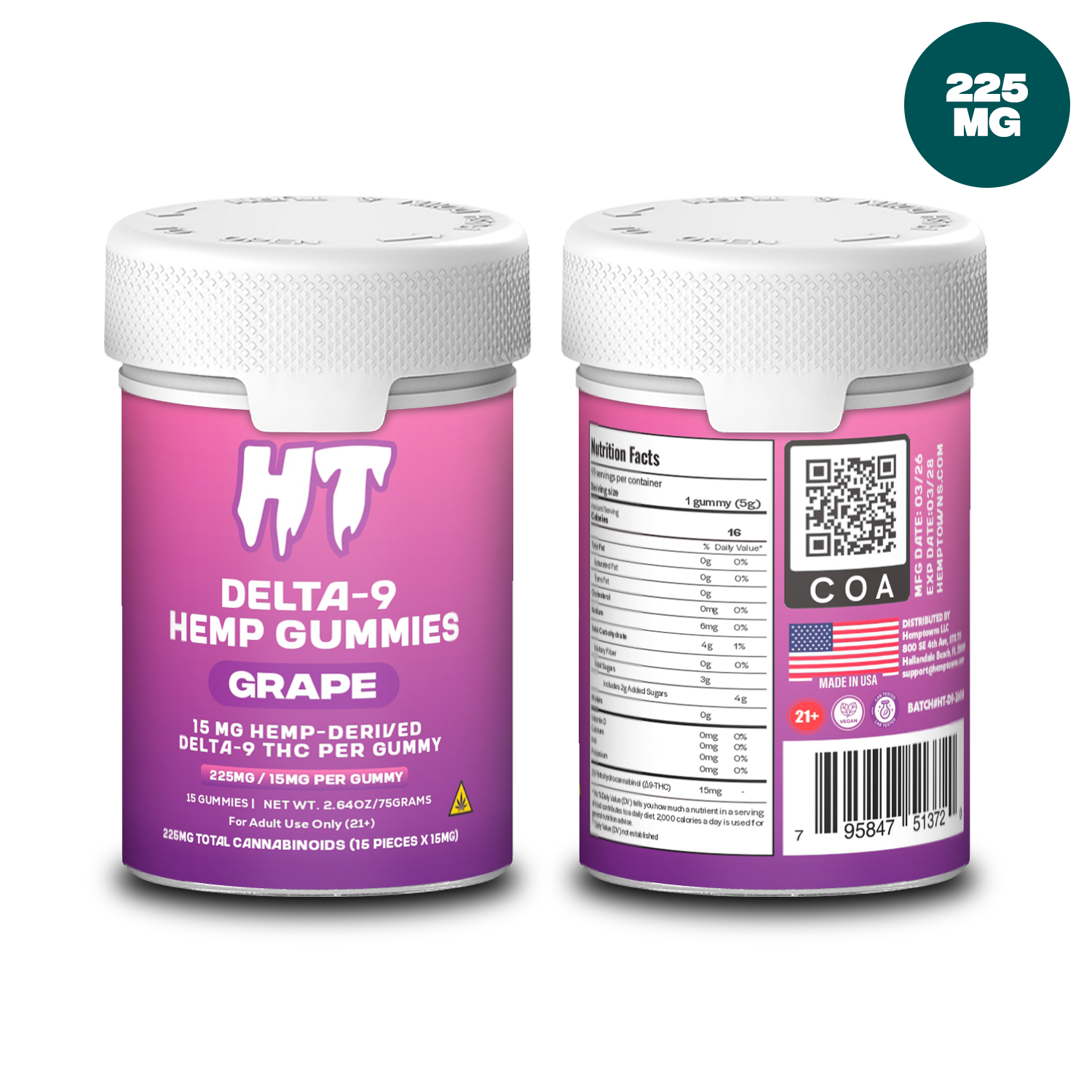 Delta-9 THC Gummies 225MG